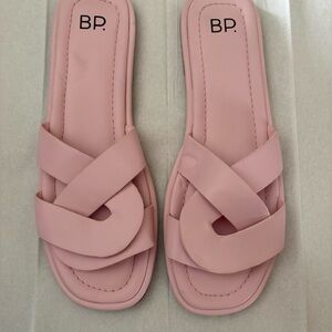 BP Ariya Faux Leather Women's Pale Pink Knot-Front Slide Sandals NWT size 8